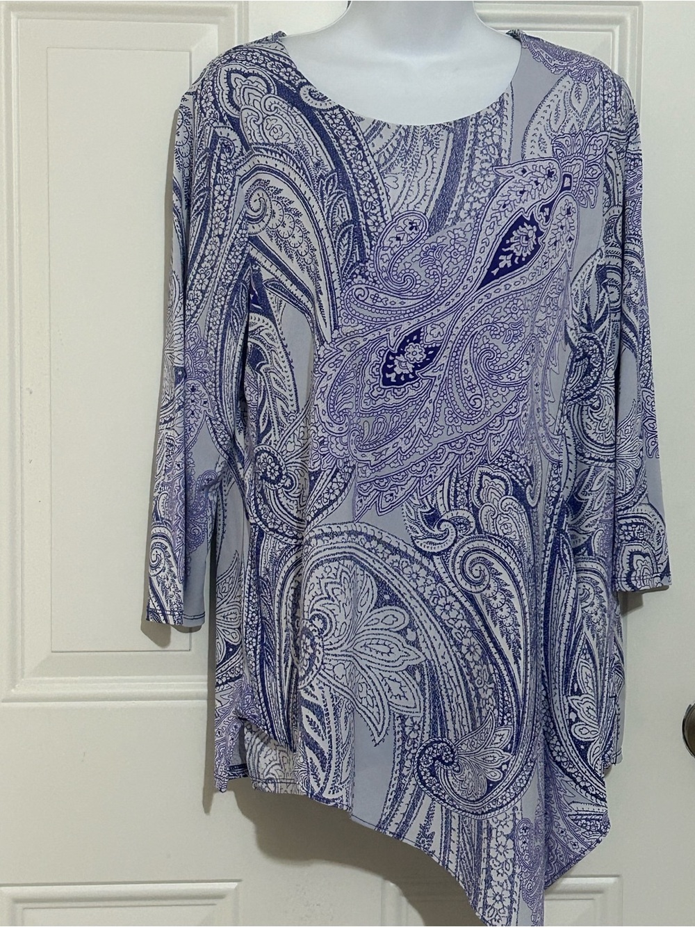 Chico's Lavender and Navy Paisley Asymmetric Tunic